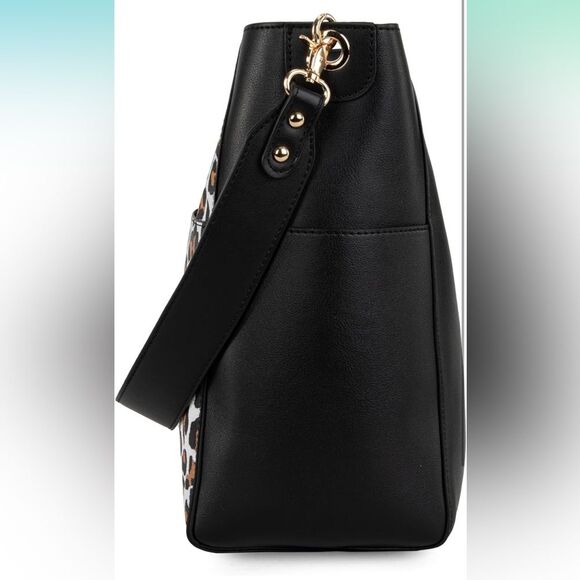 Montana West Bucket Bag Black Cheetah Women Crossbody Purse Handbag Shoulder FC3 - Picture 5 of 6